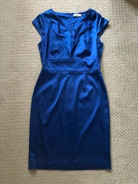 Calvin Klein Satin Dress, Cobalt Blue, Size 8P